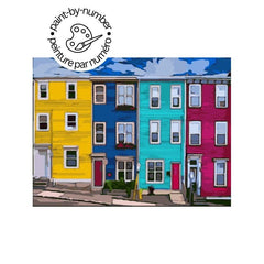 PAINT-BY-NUMBER Colourful Jellybean Houses-35x45cm-Paint-by-Number-DiamondArt.ca
