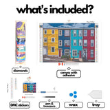 Colourful Jellybean Houses-35x45cm-Round-DiamondArt.ca