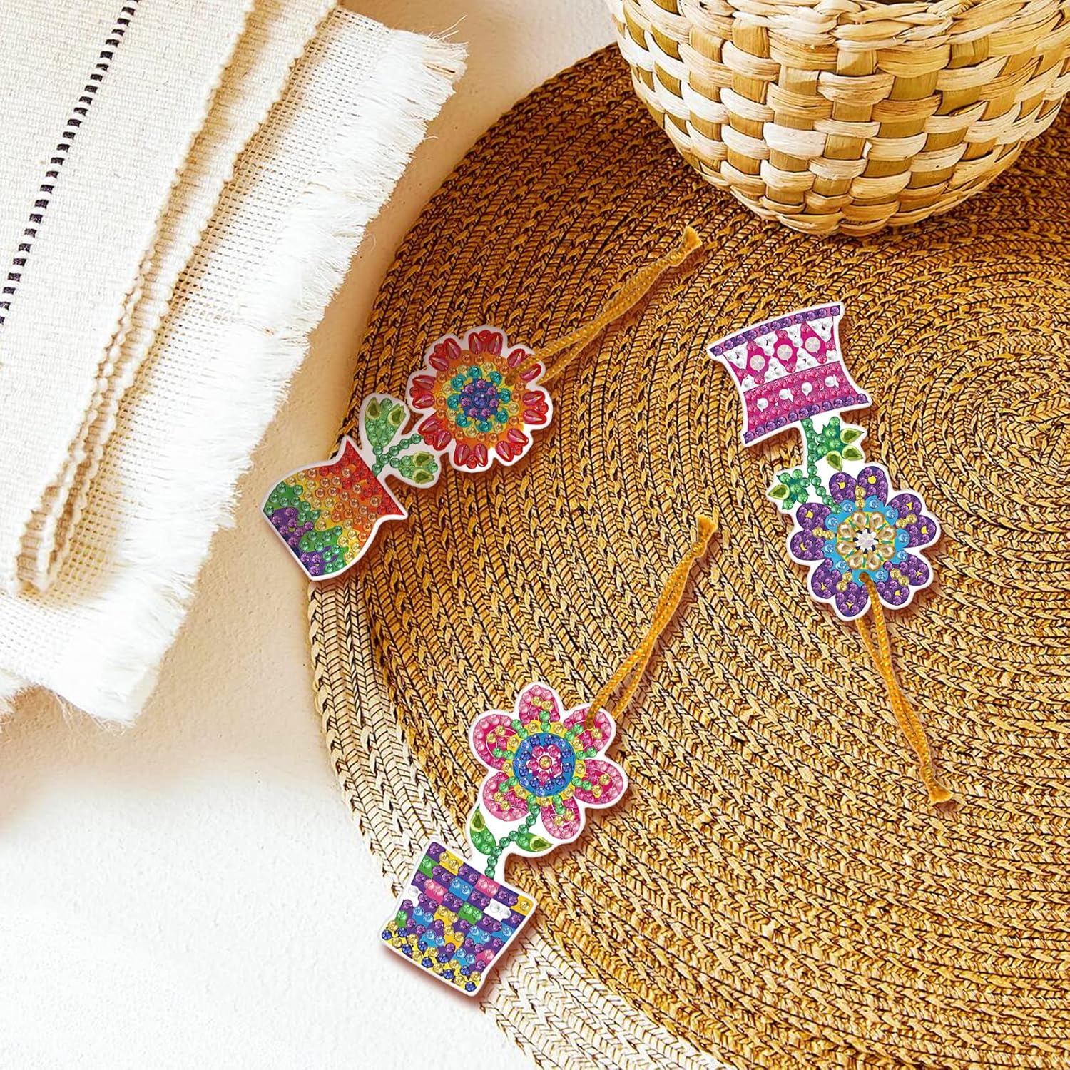 Crystal Flower Pots Hanging Ornaments (10 Pieces)-Flower Pots-DiamondArt.ca