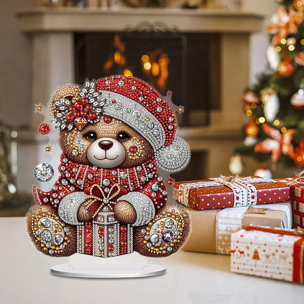 Crystal Holiday Bear Tabletop Decoration-Special-DiamondArt.ca