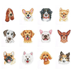 Doggie Delight Sparkle Minis 12 Canvas Kit-Square-DiamondArt.ca