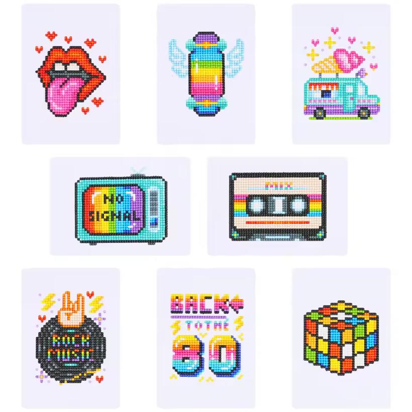 Electric 80s Sparkle Minis 8 Canvas Kit-Round-DiamondArt.ca