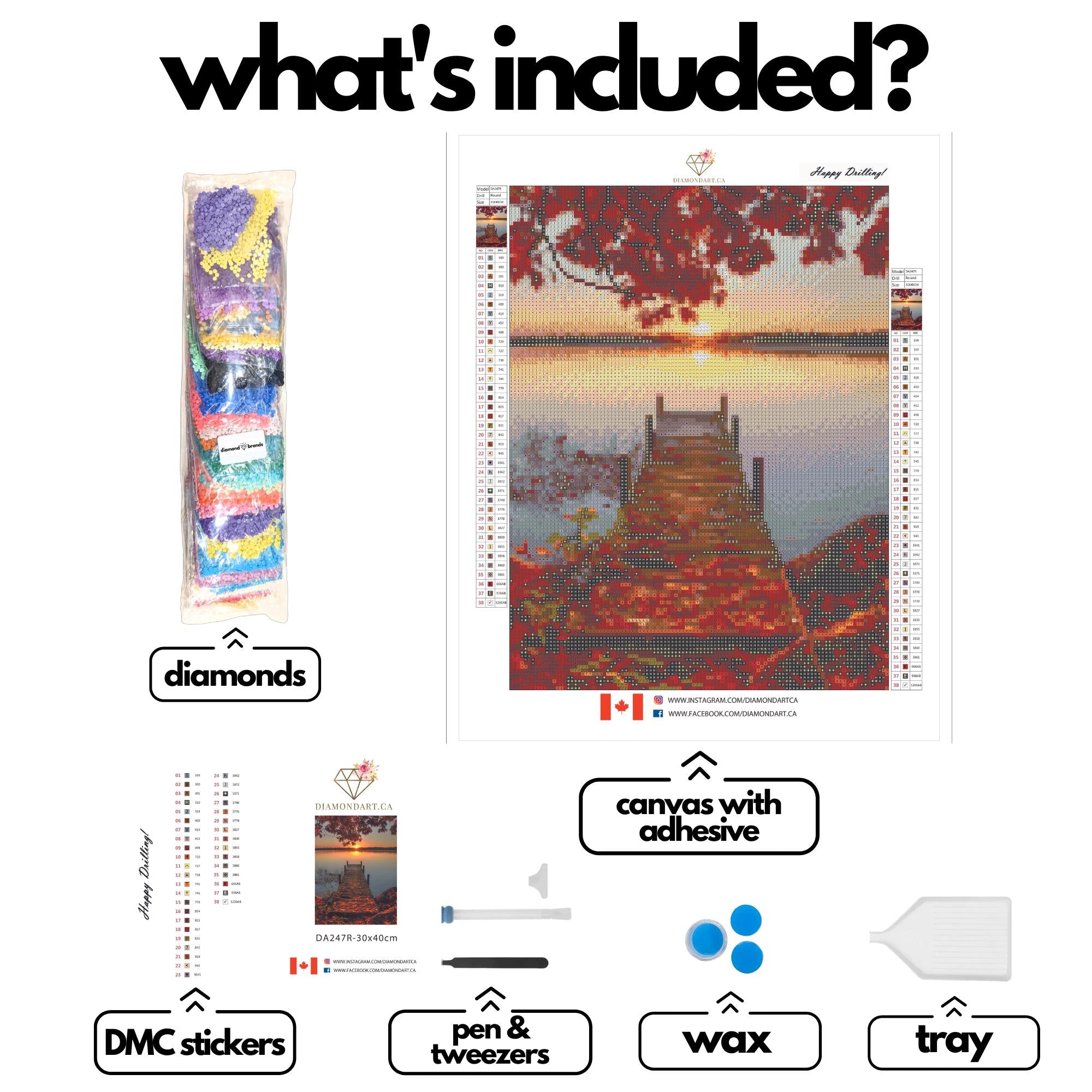 Fall Pier-30x40cm-Round-DiamondArt.ca