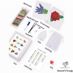 Beautiful Blossoms Sparkle Minis 12 Canvas Kit-Square-DiamondArt.ca