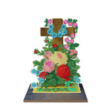 Floral Cross Wooden Tabletop Decoration