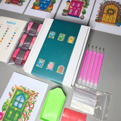 Floral Welcome Sparkle Minis 6 Canvas Kit-Round-DiamondArt.ca