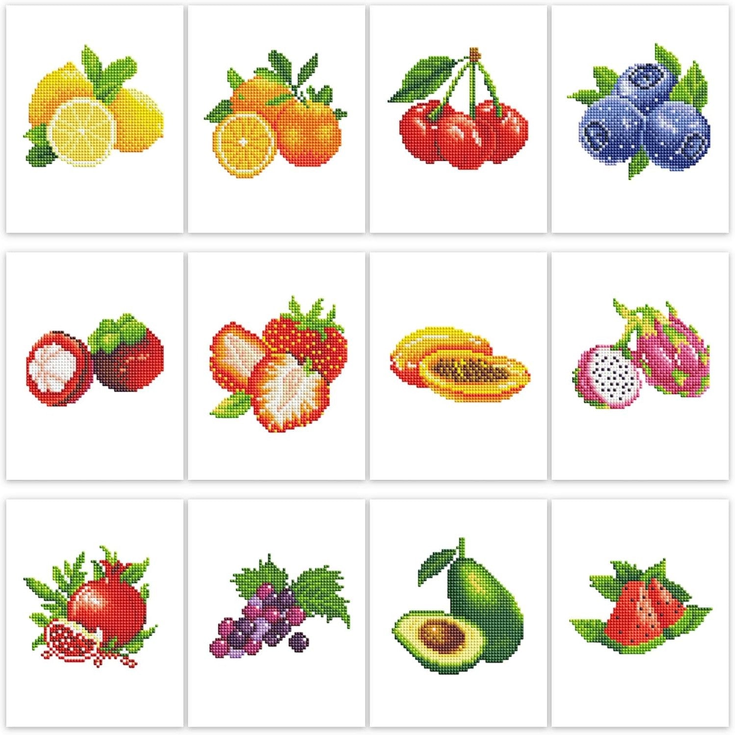 Fresh & Fruity Sparkle Minis 12 Canvas Kit-Square-DiamondArt.ca