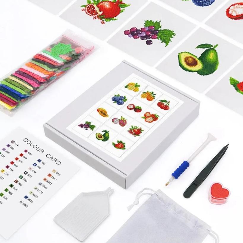 Fresh & Fruity Sparkle Minis 12 Canvas Kit-Square-DiamondArt.ca