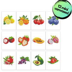 Fresh & Fruity Sparkle Minis 12 Canvas Kit-Square-DiamondArt.ca