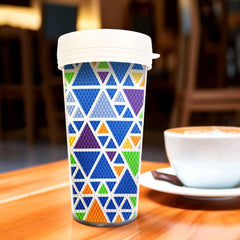 Geometric Blue 16 Ounce (470 ml) Plastic Tumbler-Special-DiamondArt.ca