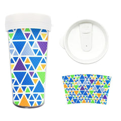 Geometric Blue 16 Ounce (470 ml) Plastic Tumbler-Special-DiamondArt.ca