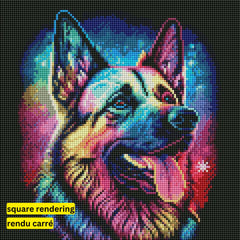 German Shepherd by Wumples-30x30cm-Square-DiamondArt.ca