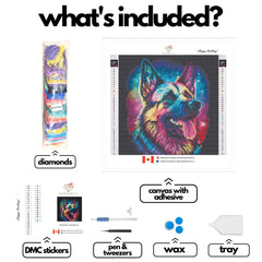 German Shepherd by Wumples-30x30cm-Square-DiamondArt.ca