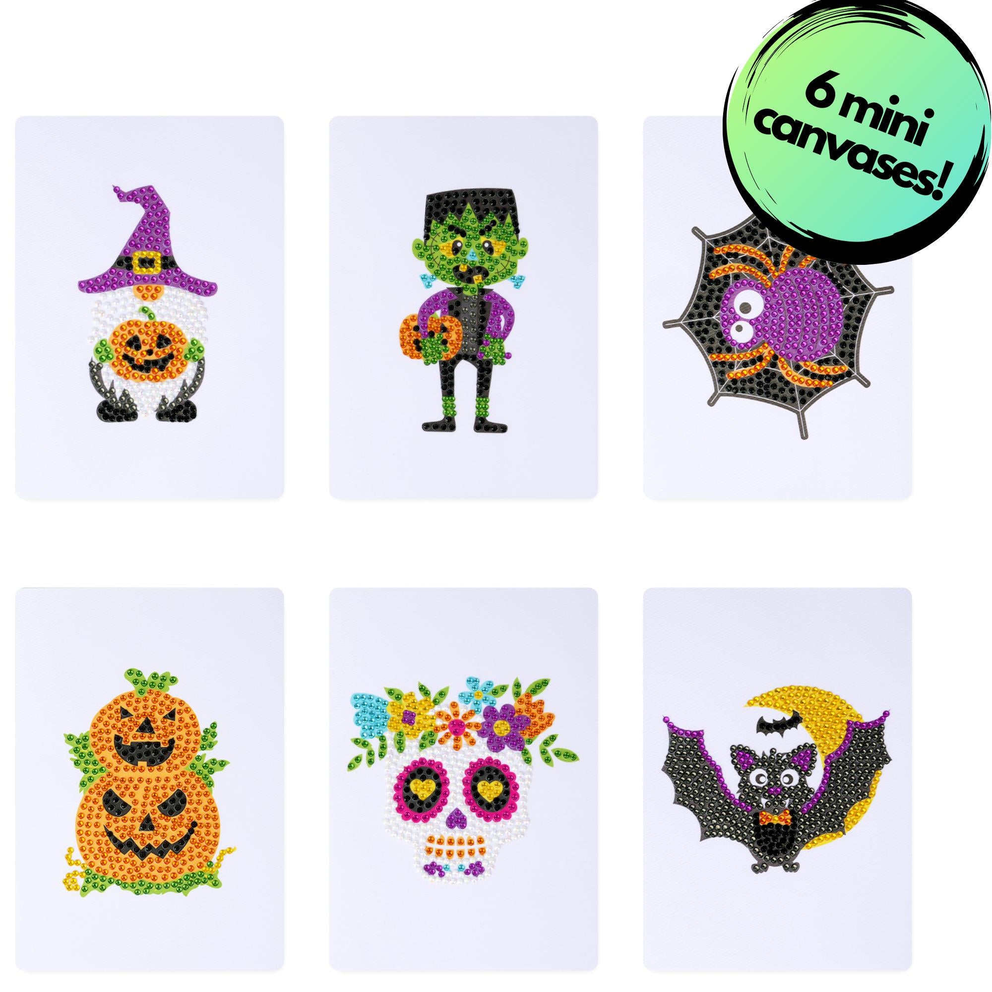 Halloween Friends Sparkle Minis 8 Canvas Kit-Round-DiamondArt.ca