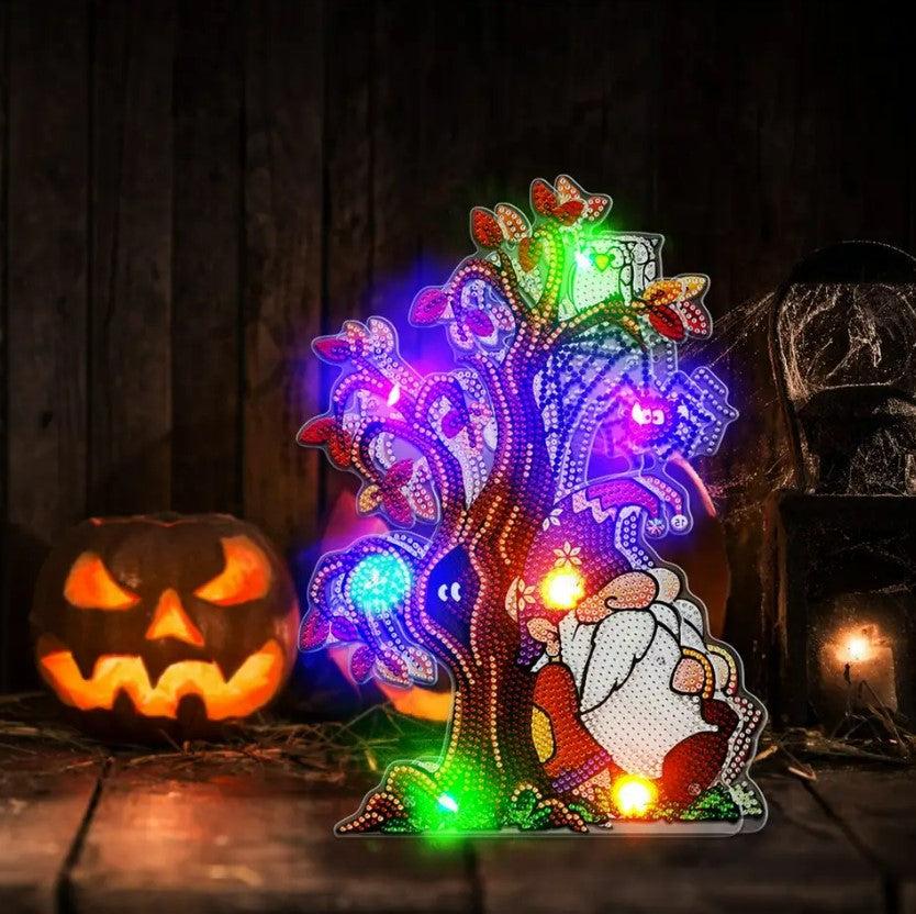 Halloween Gnome LED Table Decoration-Halloween Kitty-DiamondArt.ca
