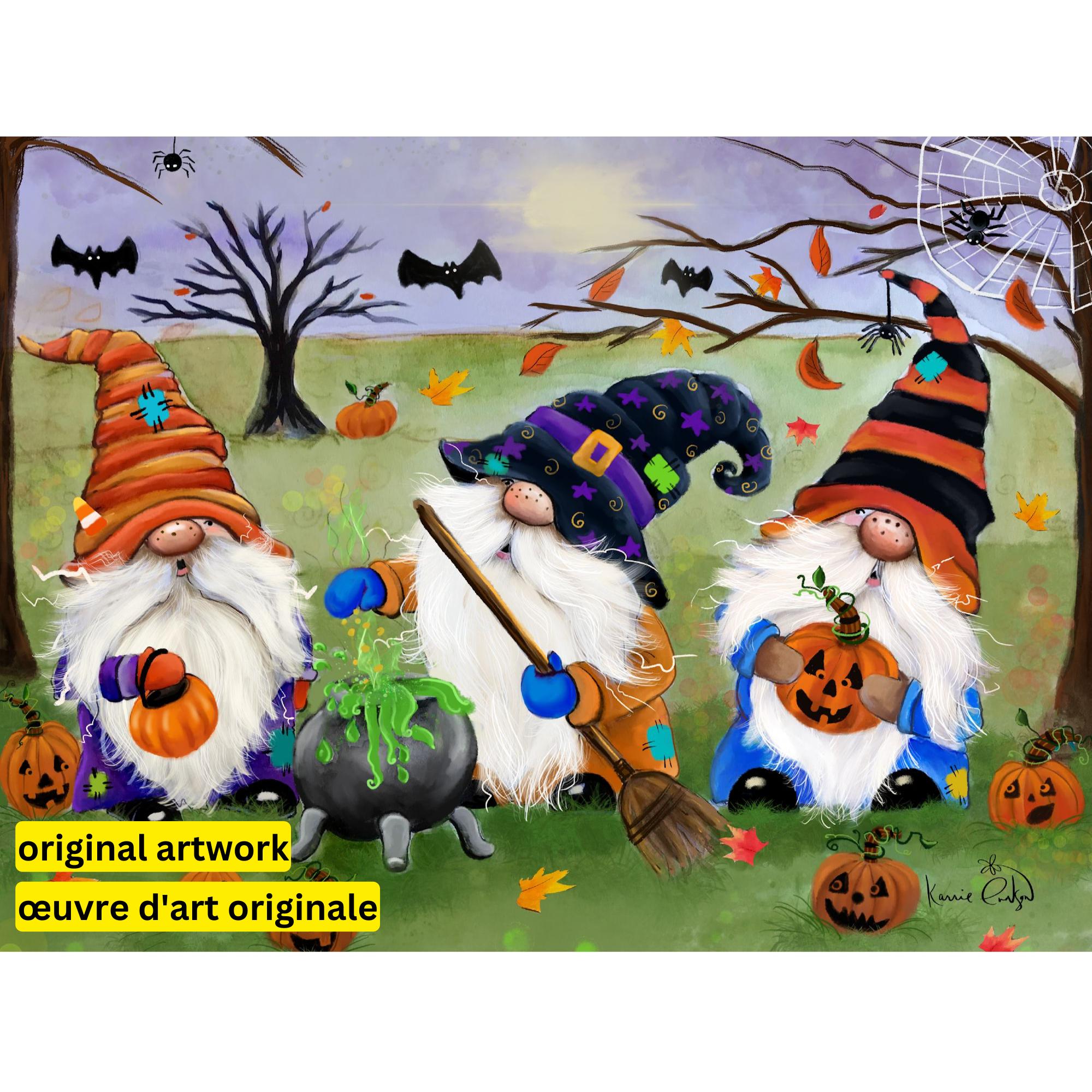 Halloween Gnomes by Karrie Evenson-30x40cm-Round-DiamondArt.ca