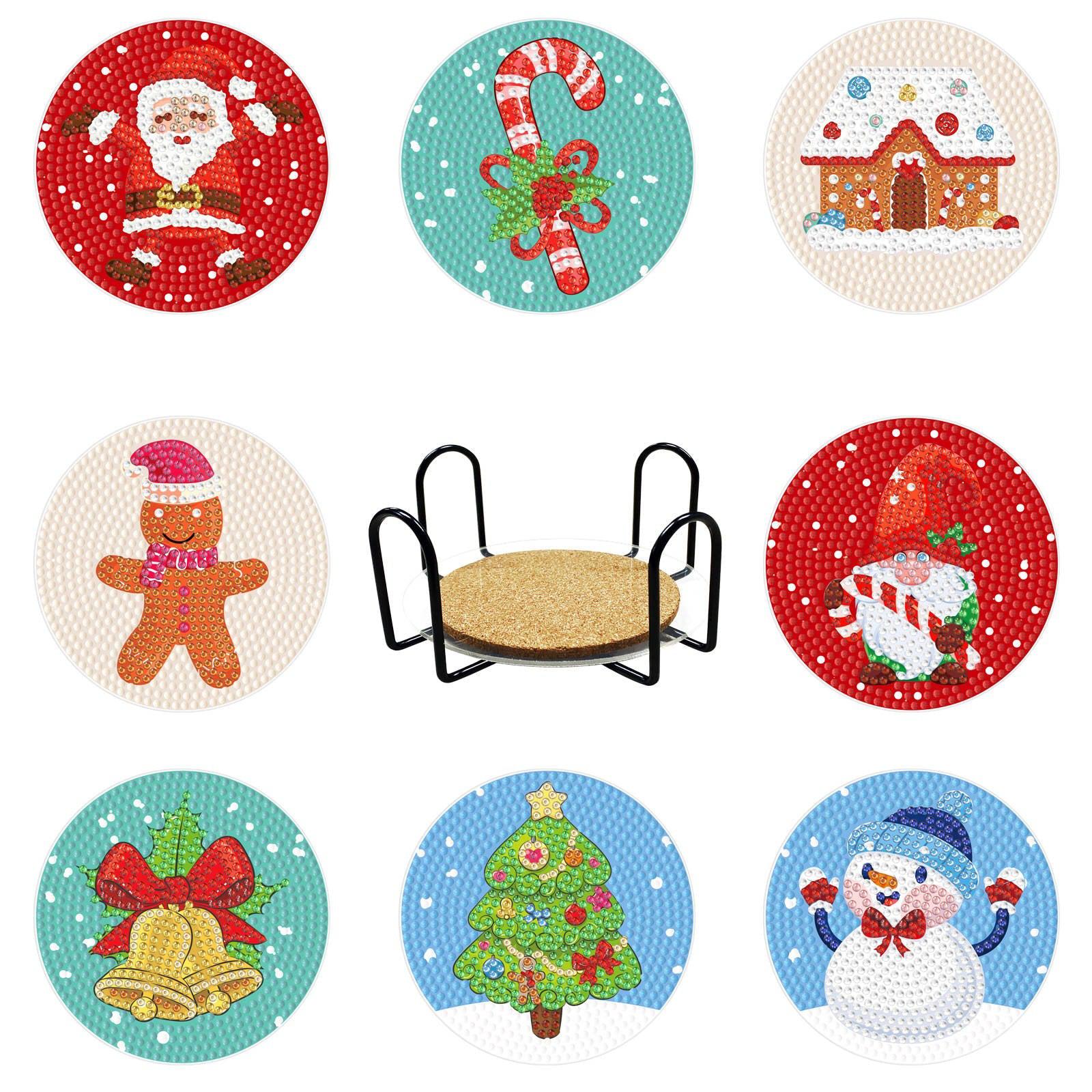 Happy Holidays Coaster Set (8 pieces)-Special-DiamondArt.ca
