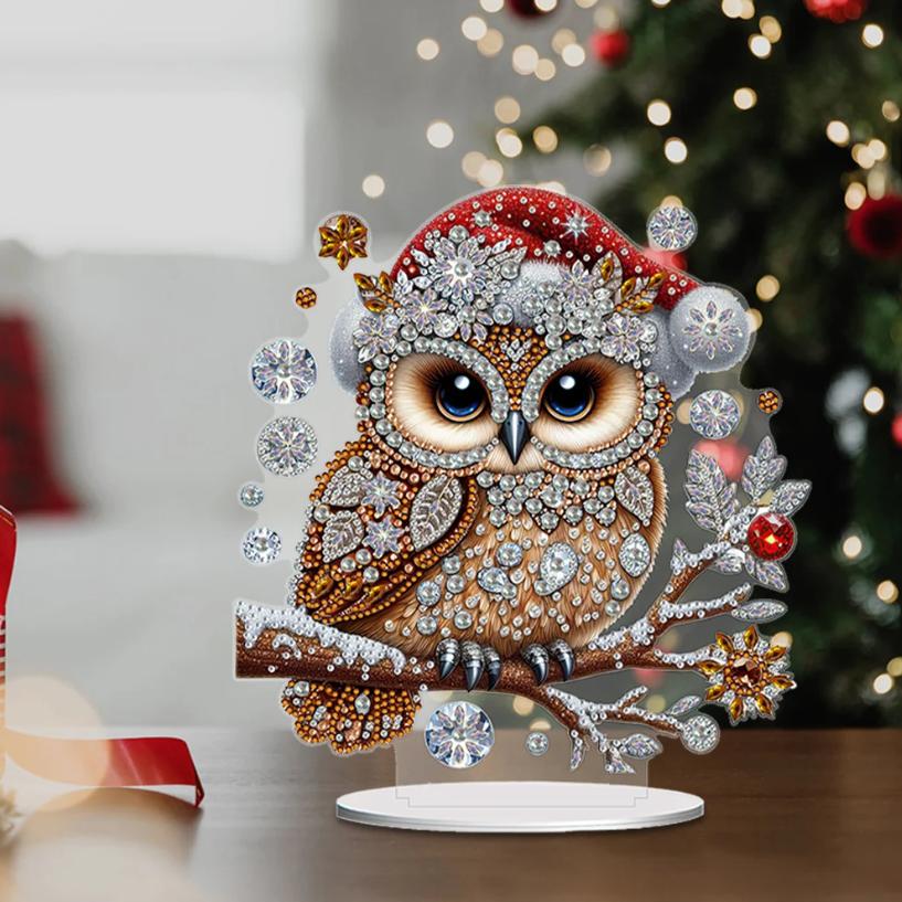 Holiday Snowflake Owl Tabletop Decoration-Special-DiamondArt.ca