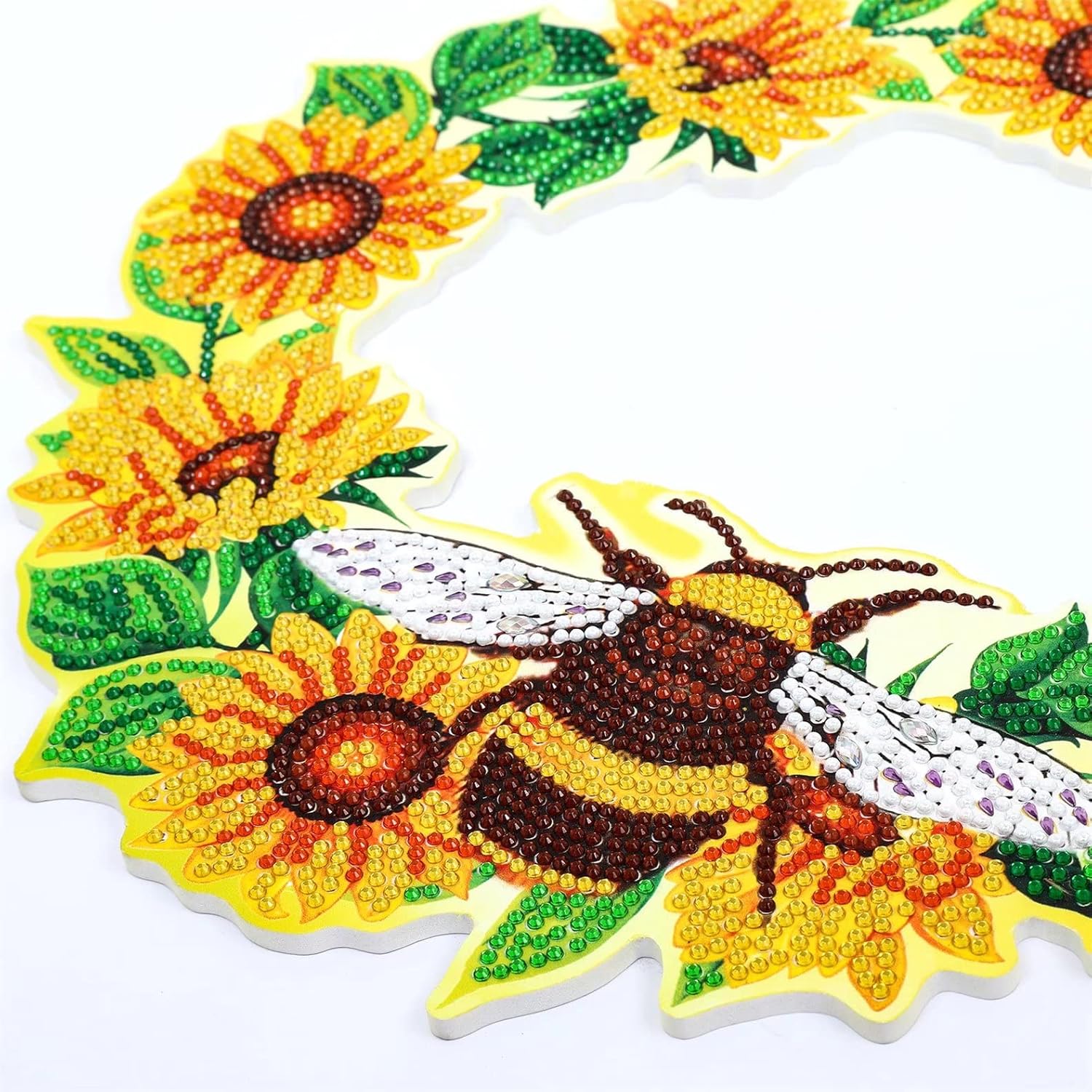 Honey Bee Sunflower Wreath-Honey Bee Sunflower-DiamondArt.ca