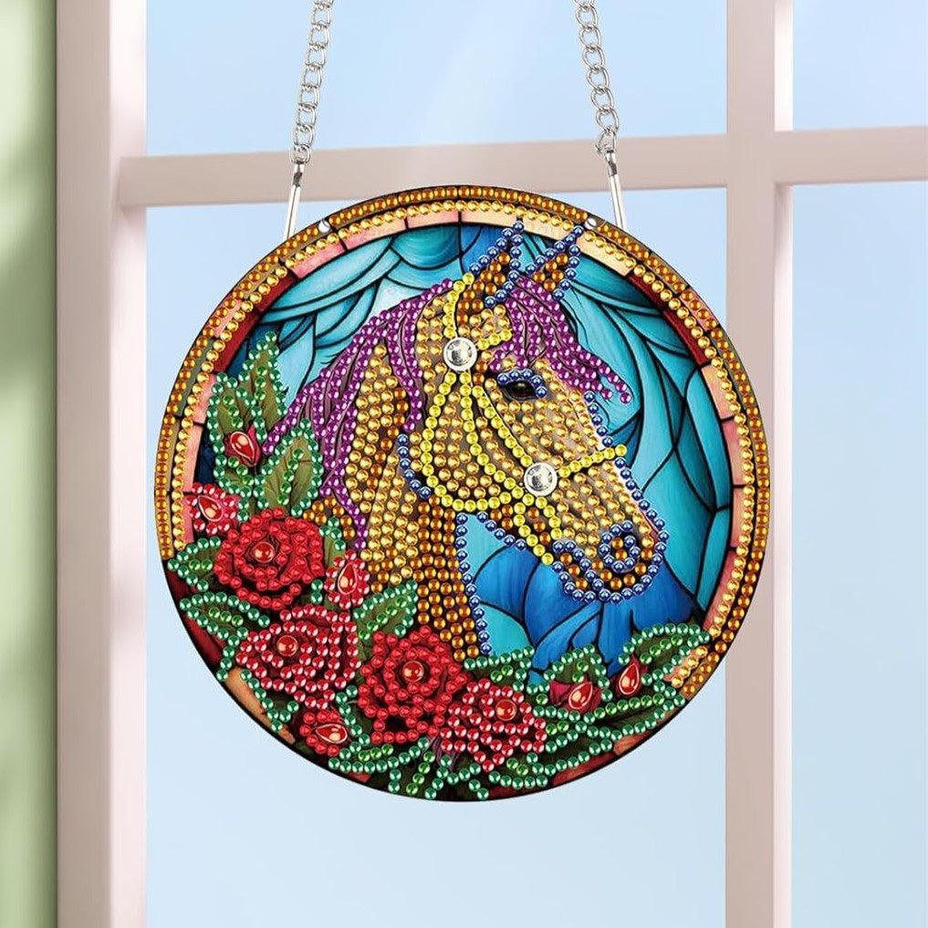 Crystal Horse Decorative Wall Hanging-Horse-DiamondArt.ca
