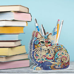 Jeweled Cat Pen Holder