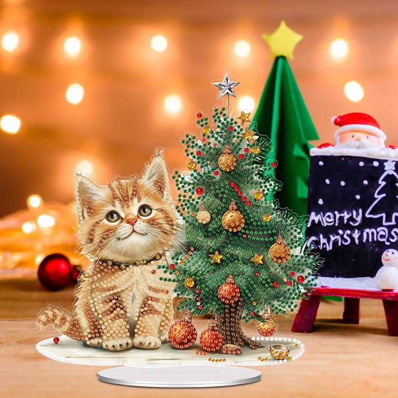 Purrfect Kitty Christmas Tree Tabletop Decoration-Special-DiamondArt.ca