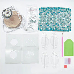 Blue Mandala LED Wooden Lamp-Special-DiamondArt.ca