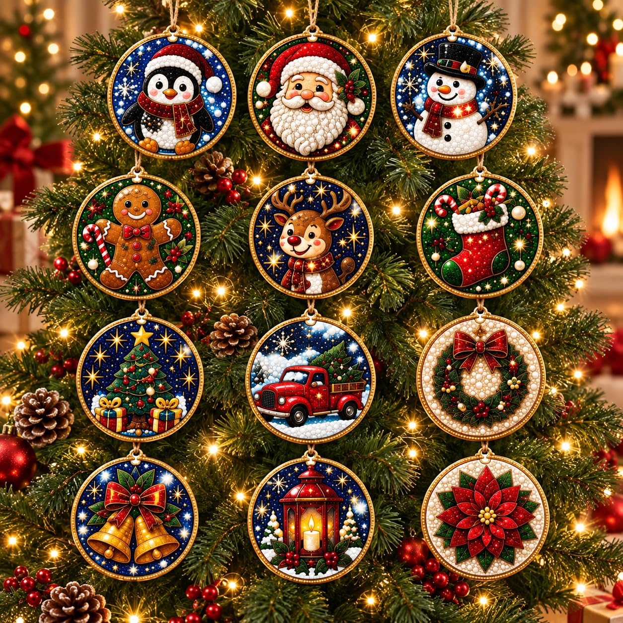 Let It Snow Christmas Ornaments (12 Pieces)-Special-DiamondArt.ca