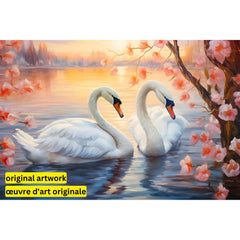 Love Swans by Imagine It Images-30x45cm-Round-DiamondArt.ca