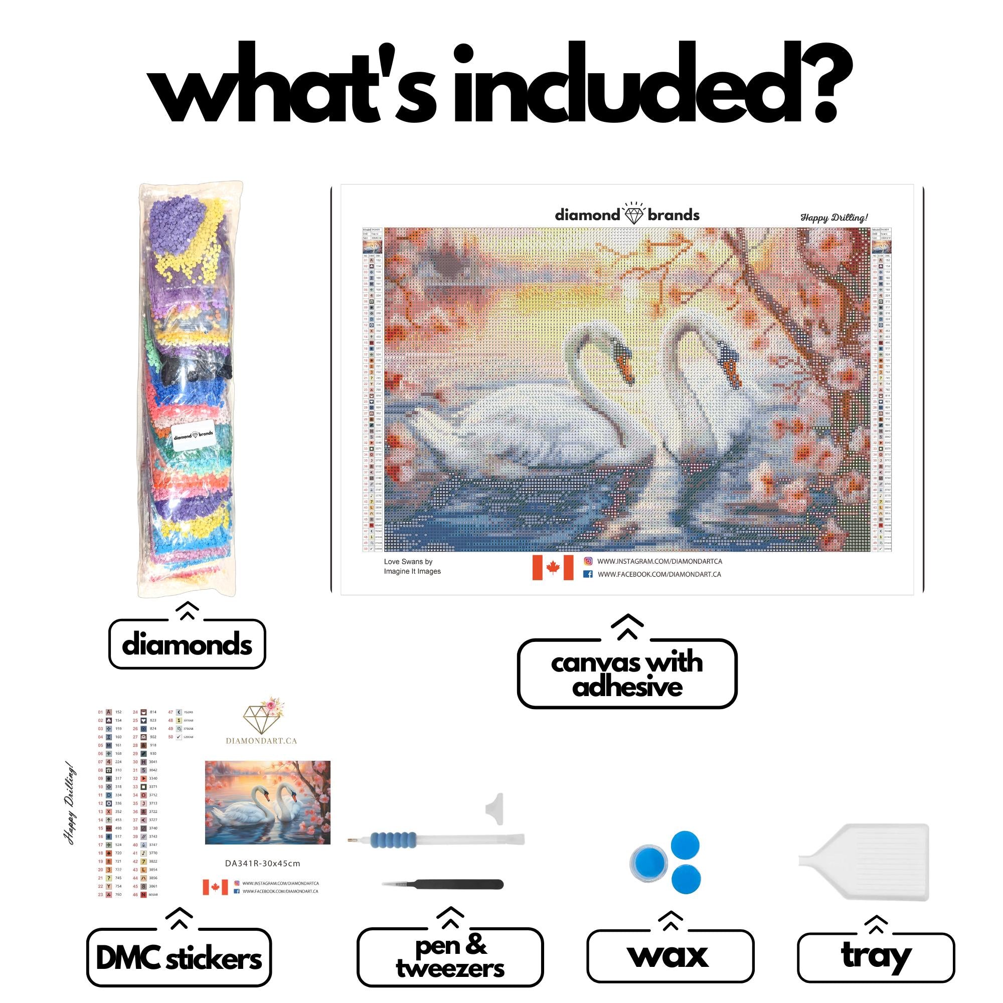 Love Swans by Imagine It Images-30x45cm-Round-DiamondArt.ca