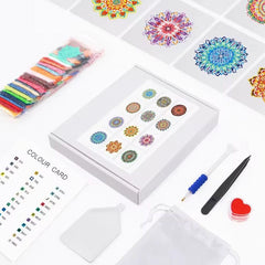 Mandala Magic Sparkle Minis 12 Canvas Kit-Square-DiamondArt.ca