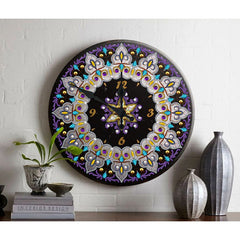 Midnight Mandala Metal Clock-Special-DiamondArt.ca