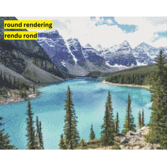 Turquoise Tranquility - Moraine Lake-40x50cm-Round-DiamondArt.ca