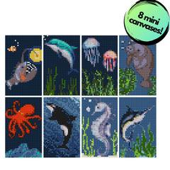 Ocean Wonders Sparkle Minis 8 Canvas Kit-Square-DiamondArt.ca
