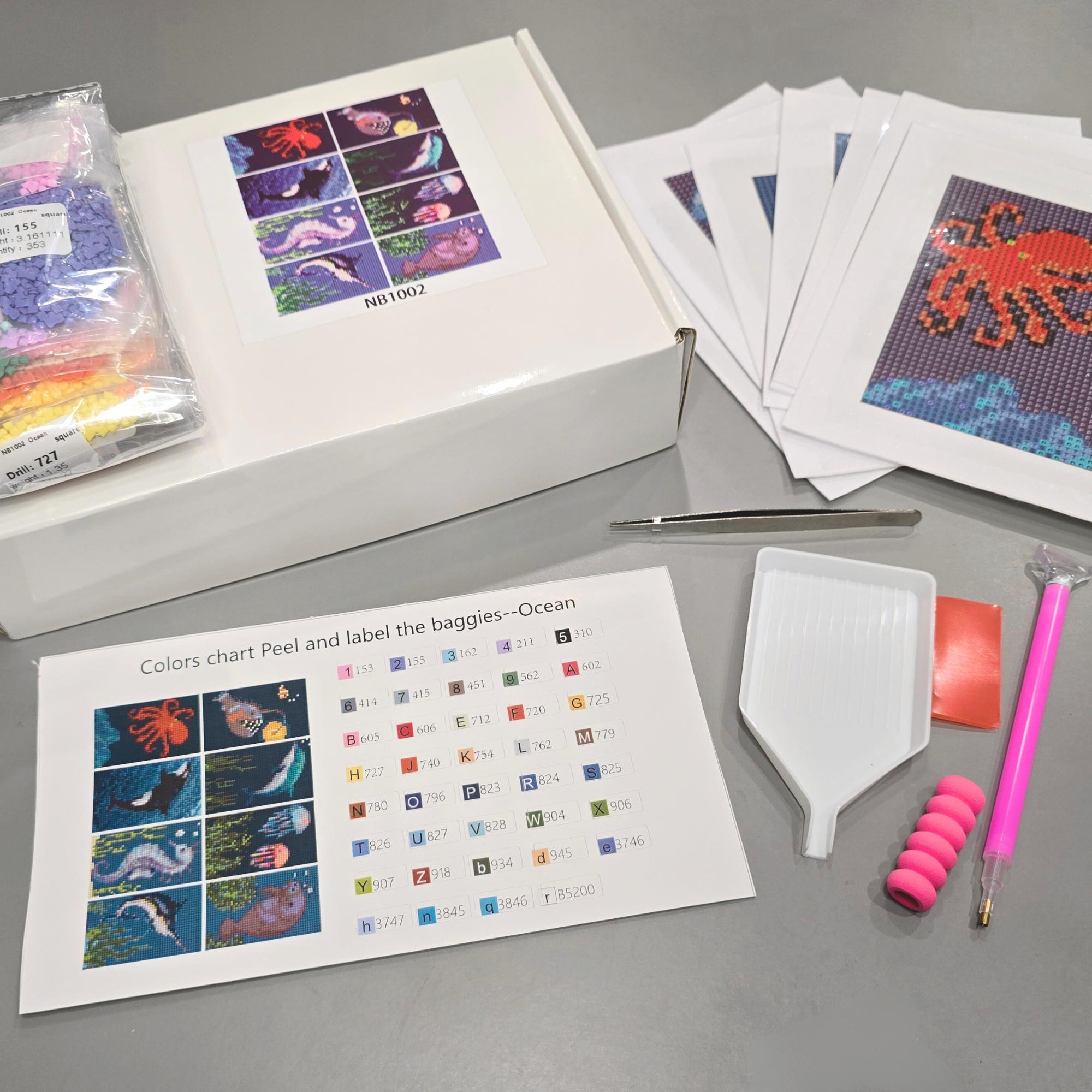 Ocean Wonders Sparkle Minis 8 Canvas Kit-Square-DiamondArt.ca