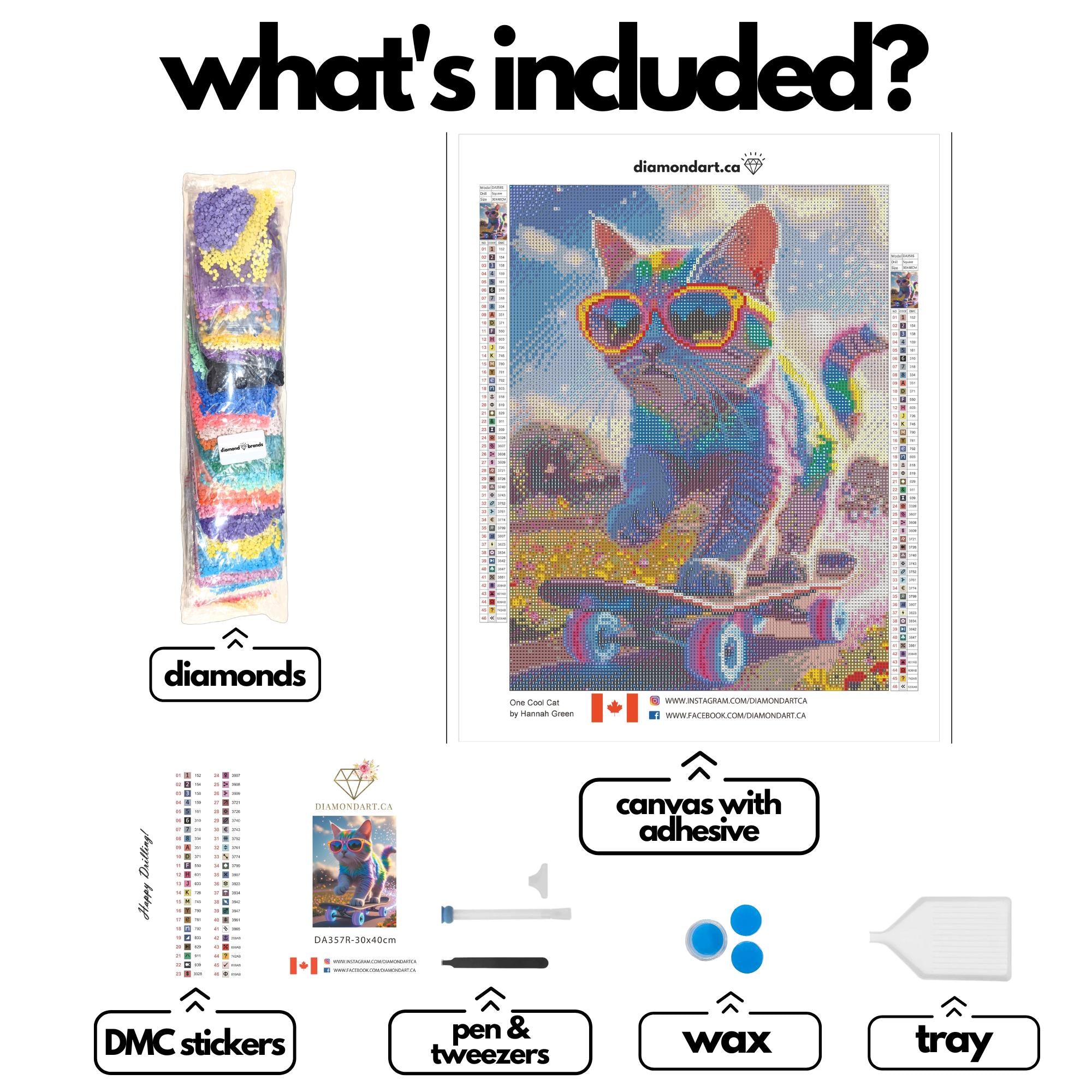 One Cool Cat by Hannah Green-30x40cm-Round-DiamondArt.ca