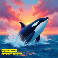 Orca Twilight by Hannah Green-30x30cm-Round-DiamondArt.ca
