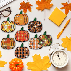 Patchwork Pumpkins Coaster Set (8 pieces)-Special-DiamondArt.ca