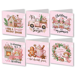 Pink Christmas Card Set (6 Pack)-Special-DiamondArt.ca