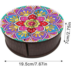 Pink Harmony Mandala Faux Wood Box-Special-DiamondArt.ca