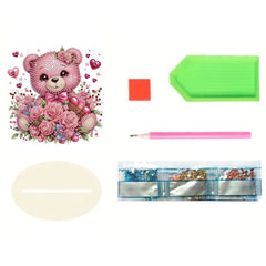 Pink Teddy Bear Tabletop Decoration-Pink Teddy Bear-DiamondArt.ca