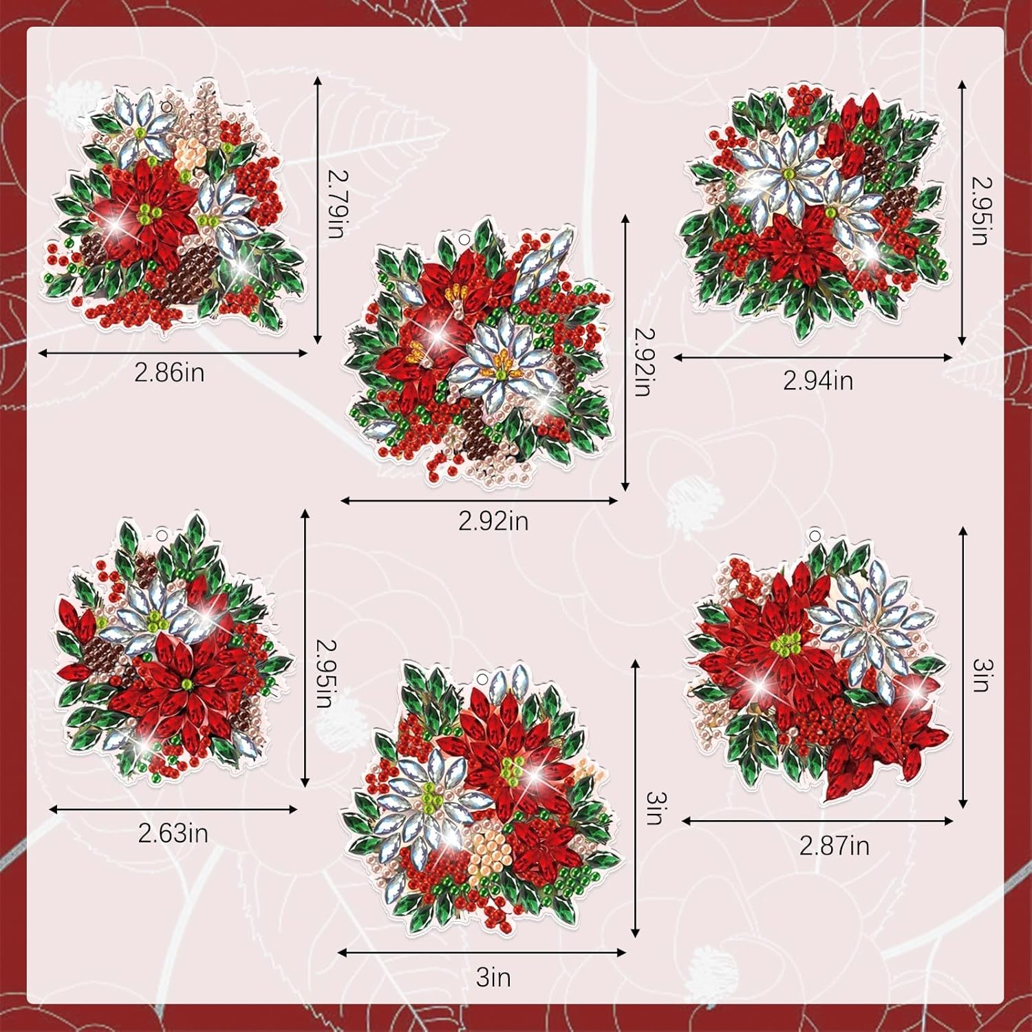 Poinsettias Key Chain Kit (6 Pieces)-Special-DiamondArt.ca