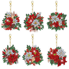 Poinsettias Key Chain Kit (6 Pieces)-Special-DiamondArt.ca