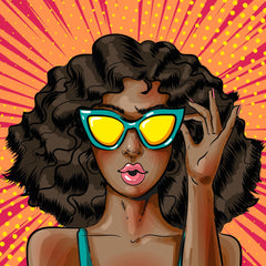 Pop Art Cool Girl-30x30cm-Round-DiamondArt.ca