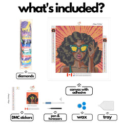 Pop Art Cool Girl-30x30cm-Round-DiamondArt.ca