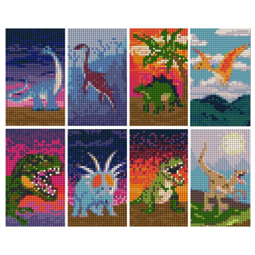 Prehistoric Dinos Sparkle Minis 8 Canvas Kit-Square-DiamondArt.ca