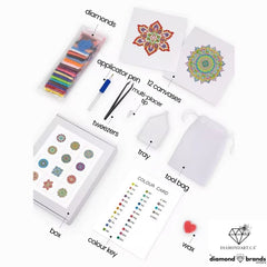 Radiant Mandalas Sparkle Minis 12 Canvas Kit-Square-DiamondArt.ca