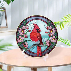 Red Cardinal Tabletop Decoration-Red Cardinal-DiamondArt.ca