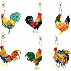 Radiant Roosters Key Chain Kit-Special-DiamondArt.ca