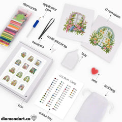 Secret Garden Windows Sparkle Minis 12 Canvas Kit-Square-DiamondArt.ca